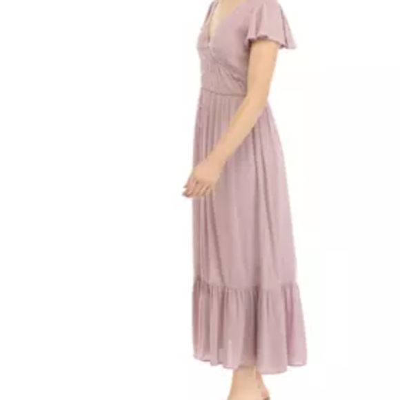 Oak & Trellis Flutter Sleeve Smocked Midi Button-Down Dress Size Large NWT - Picture 5 of 6